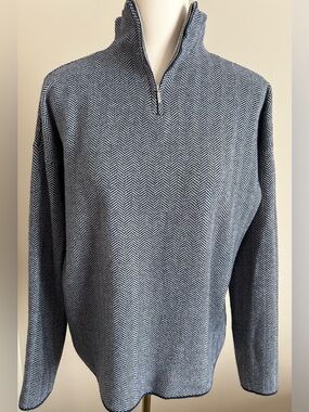 Christian Siriano 1/4 Zip Pullover Knit  Herringbone Sweater